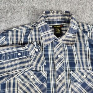 Black Stallion FR Shirt Men M Blue Plaid Flame Resistant Workwear Western Snap